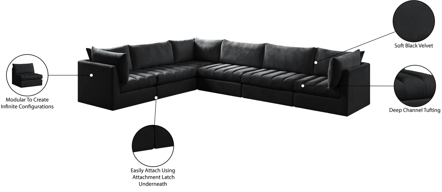 acadia black velvet modular sectional sec6a