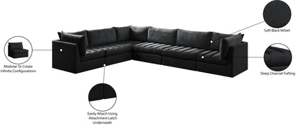 Acadia Black Velvet Modular Sectional Sec6A