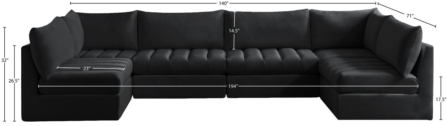 acadia black velvet modular sectional sec6b