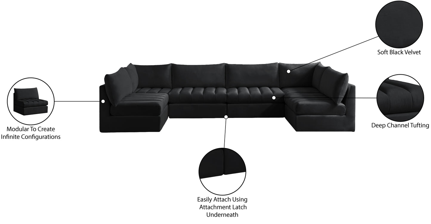 acadia black velvet modular sectional sec6b