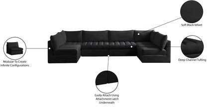 Acadia Black Velvet Modular Sectional Sec6B