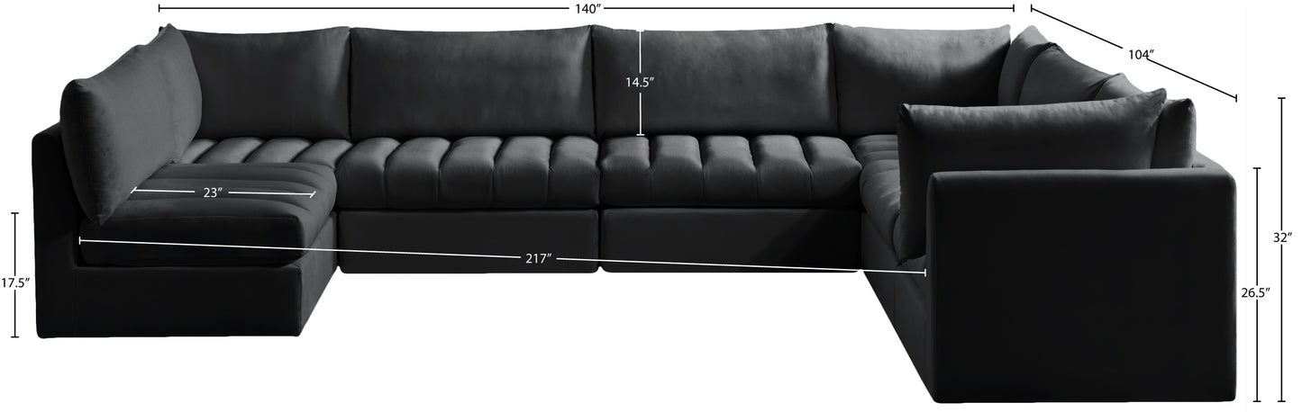 acadia black velvet modular sectional sec7a