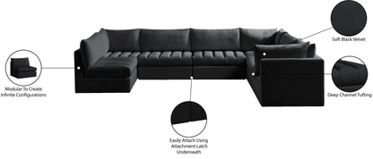 Acadia Black Velvet Modular Sectional Sec7A