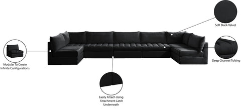 Acadia Black Velvet Modular Sectional Sec7C