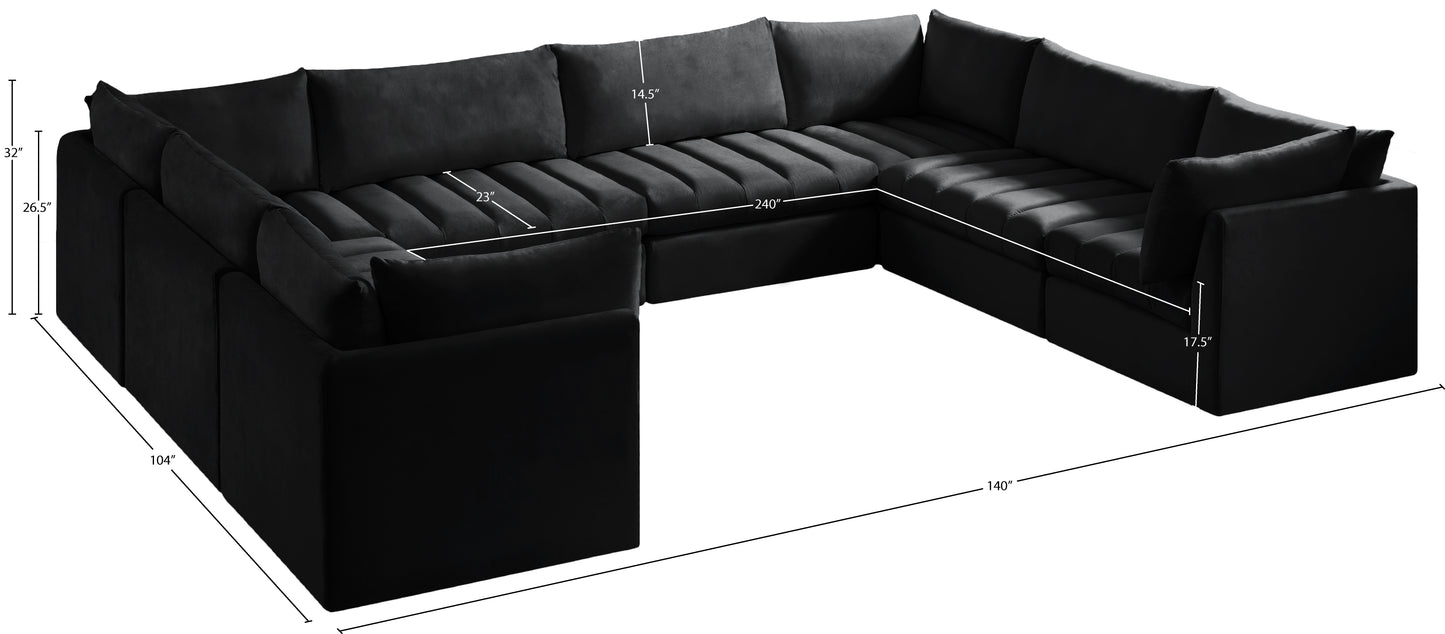 acadia black velvet modular sectional sec8a