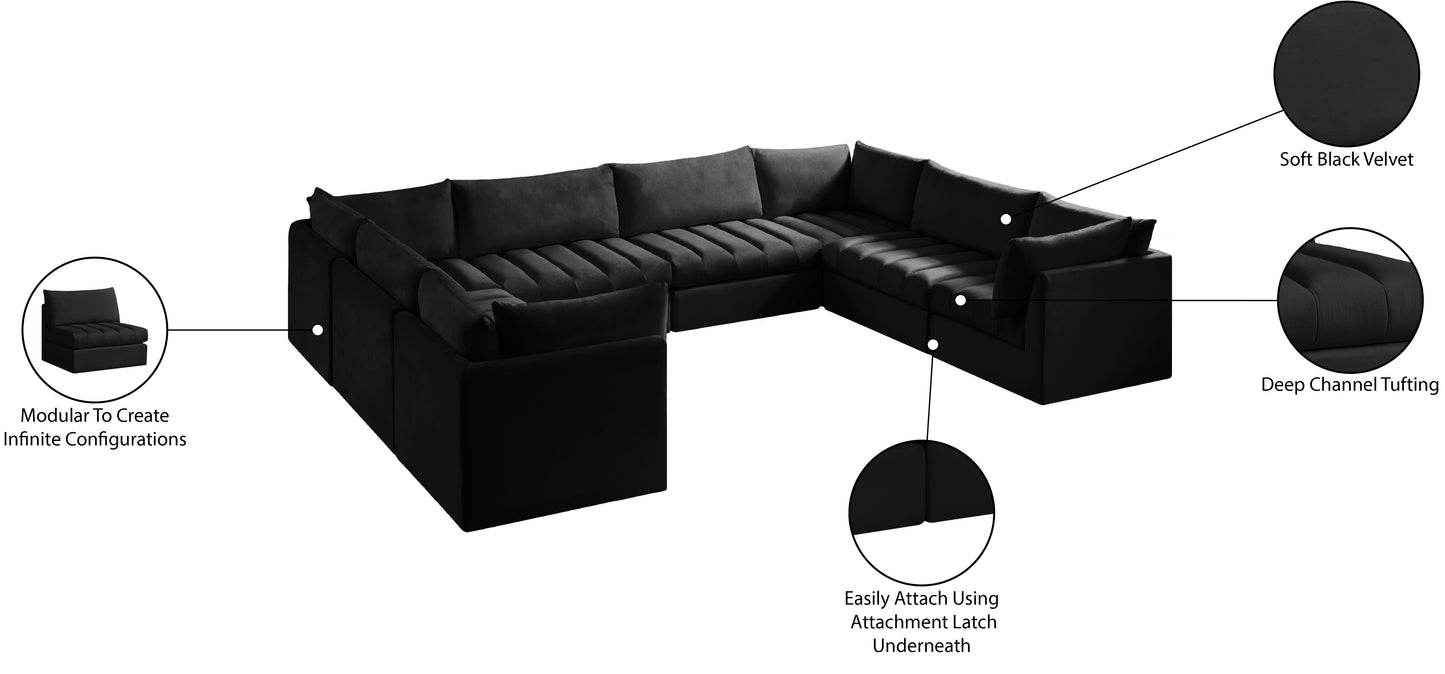 acadia black velvet modular sectional sec8a