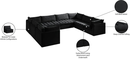 Acadia Black Velvet Modular Sectional Sec8A