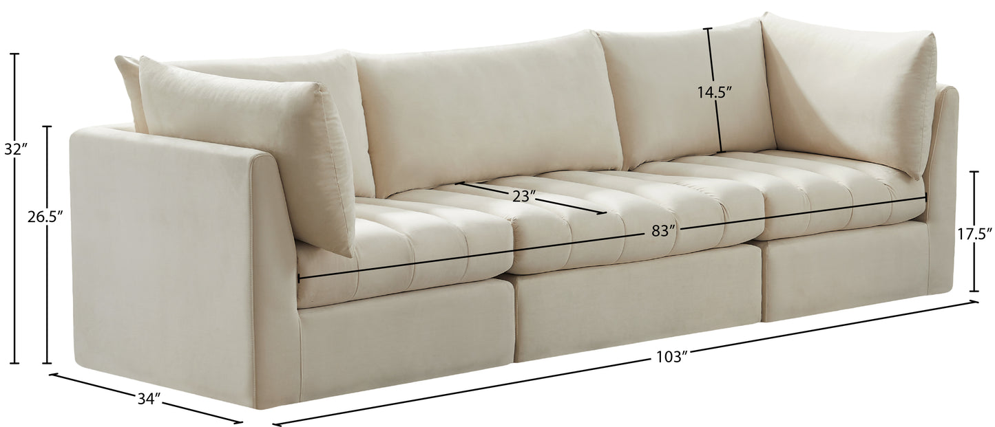 acadia cream velvet modular sofa s103