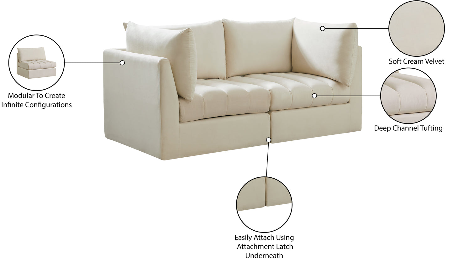 acadia cream velvet modular sofa s66