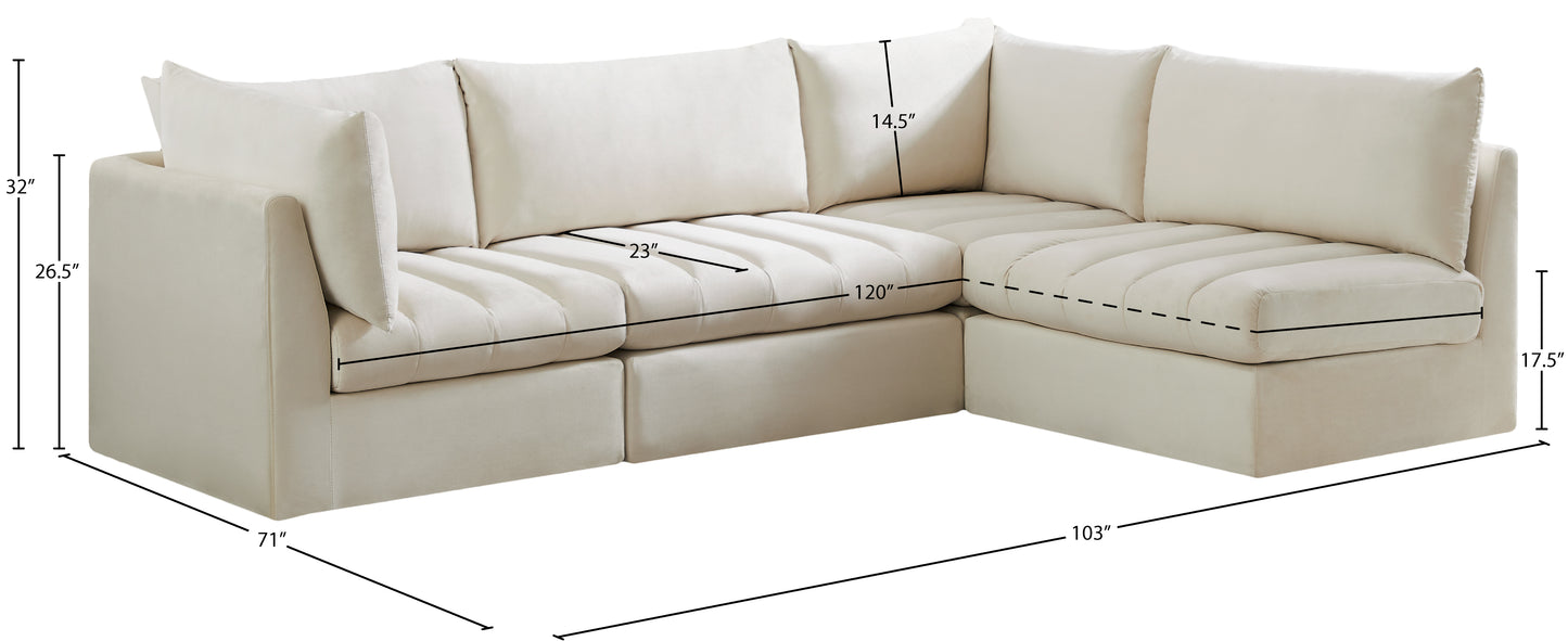 acadia cream velvet modular sectional sec4a