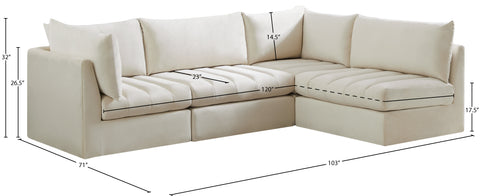 Acadia Cream Velvet Modular Sectional Sec4A