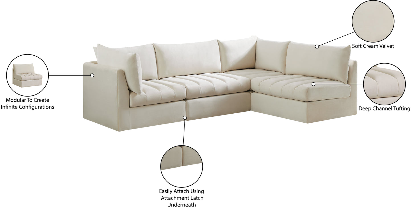 acadia cream velvet modular sectional sec4a