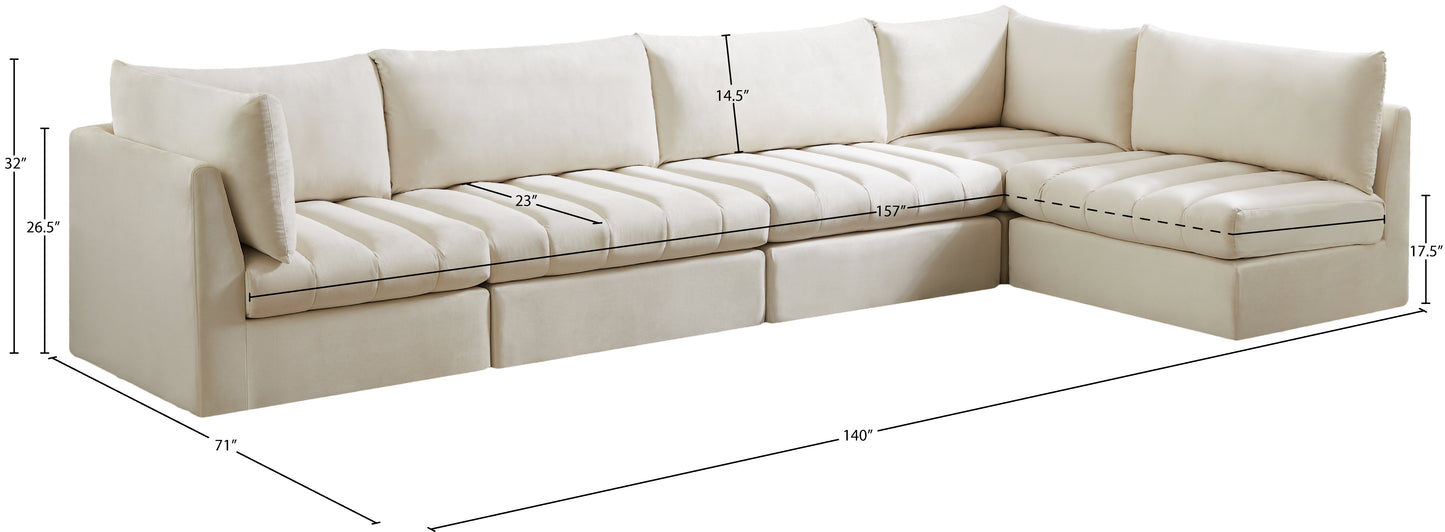 acadia cream velvet modular sectional sec5a