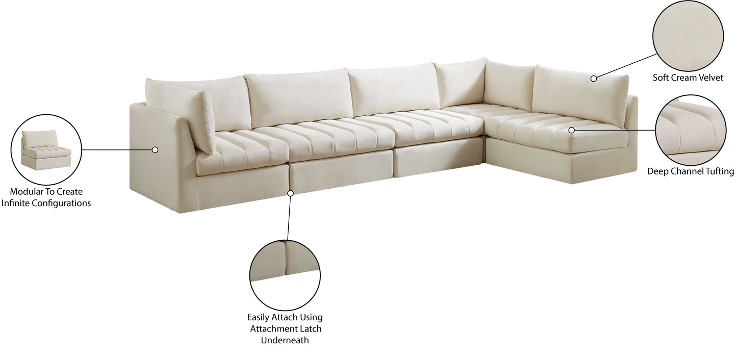 acadia cream velvet modular sectional sec5a