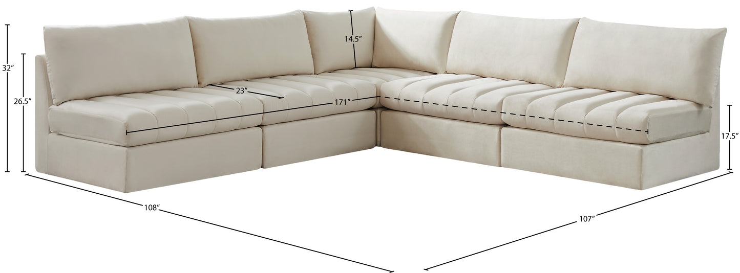 acadia cream velvet modular sectional sec5b