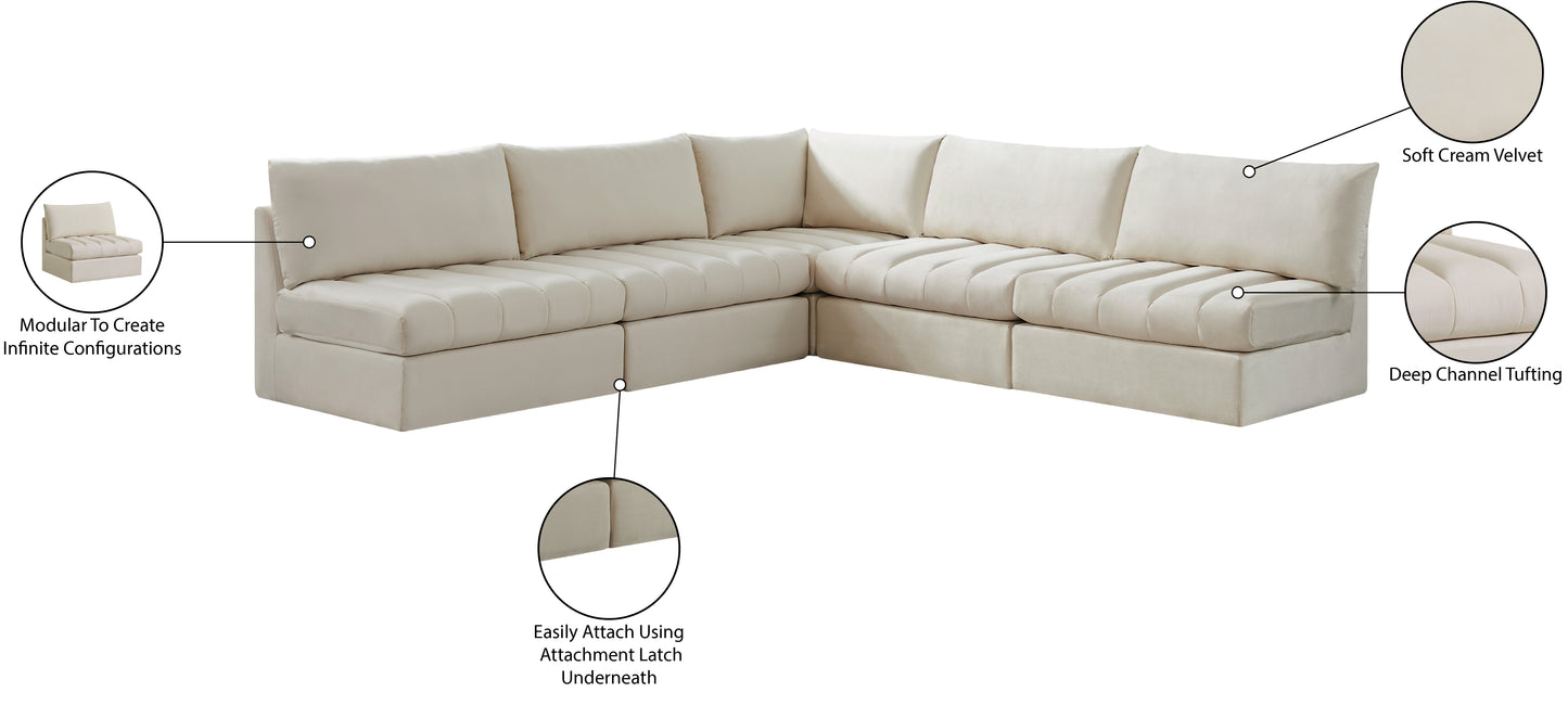 acadia cream velvet modular sectional sec5b