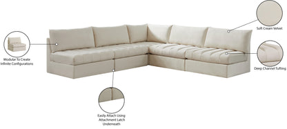 Acadia Cream Velvet Modular Sectional Sec5B