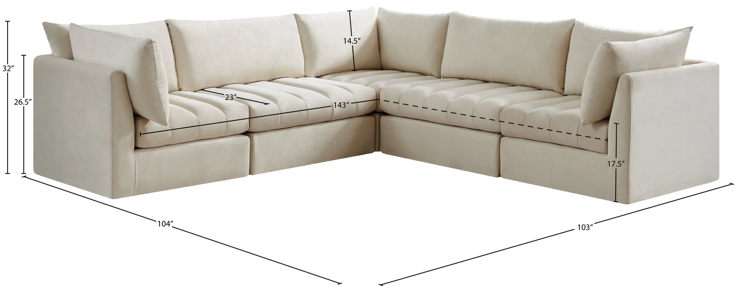 acadia cream velvet modular sectional sec5c