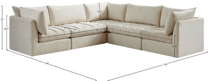 Acadia Cream Velvet Modular Sectional Sec5C