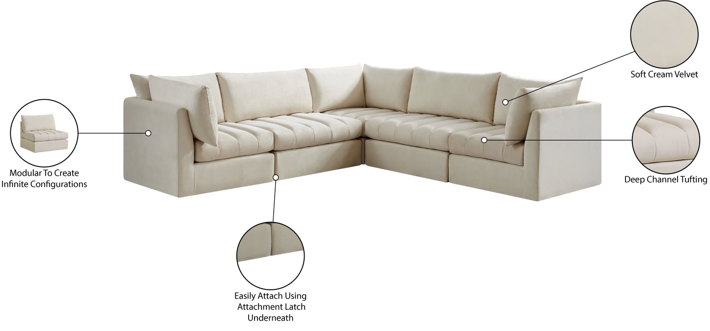 acadia cream velvet modular sectional sec5c