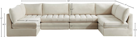 Acadia Cream Velvet Modular Sectional Sec6B