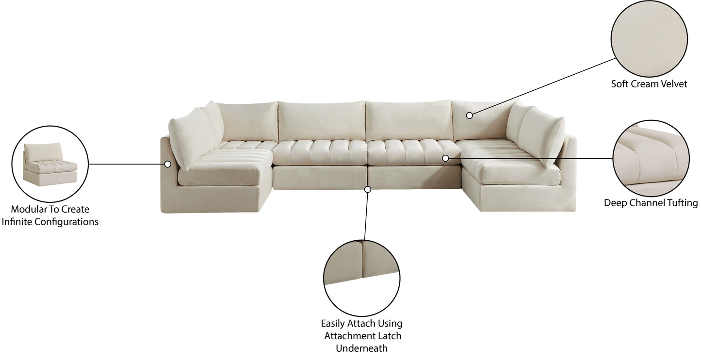 acadia cream velvet modular sectional sec6b