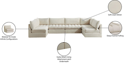 Acadia Cream Velvet Modular Sectional Sec6B