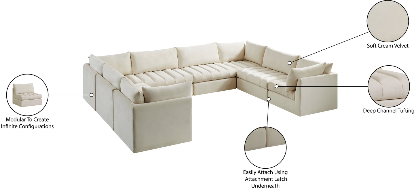 acadia cream velvet modular sectional sec8a