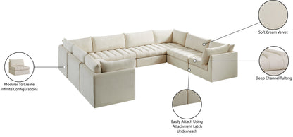 Acadia Cream Velvet Modular Sectional Sec8A