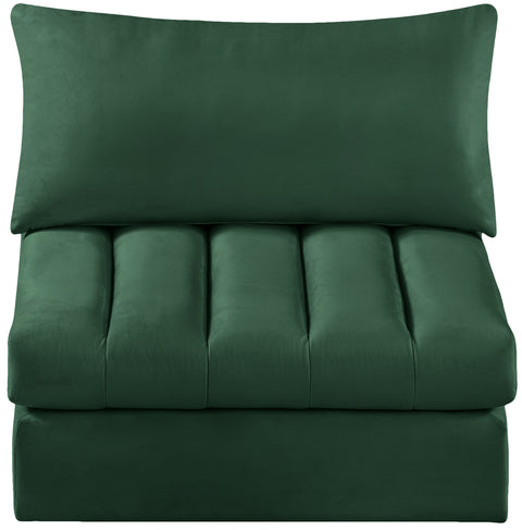 Acadia Green Velvet Armless Armless