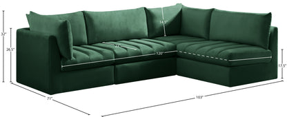 Acadia Green Velvet Modular Sectional Sec4A