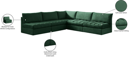 Acadia Green Velvet Modular Sectional Sec5B