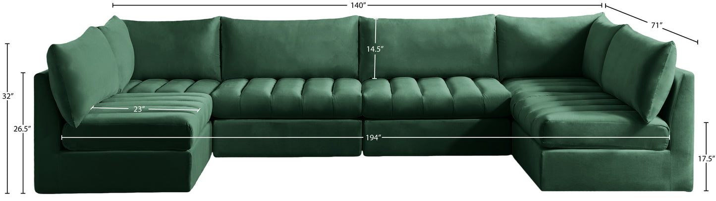 acadia green velvet modular sectional sec6b