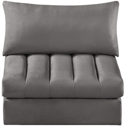 Acadia Grey Velvet Armless Armless