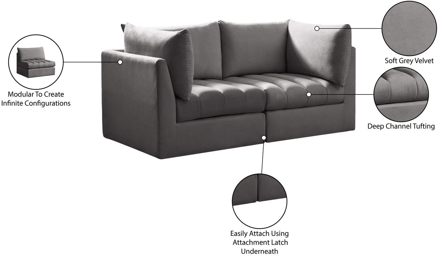 acadia grey velvet modular sofa s66