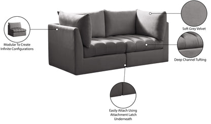 Acadia Grey Velvet Modular Sofa S66