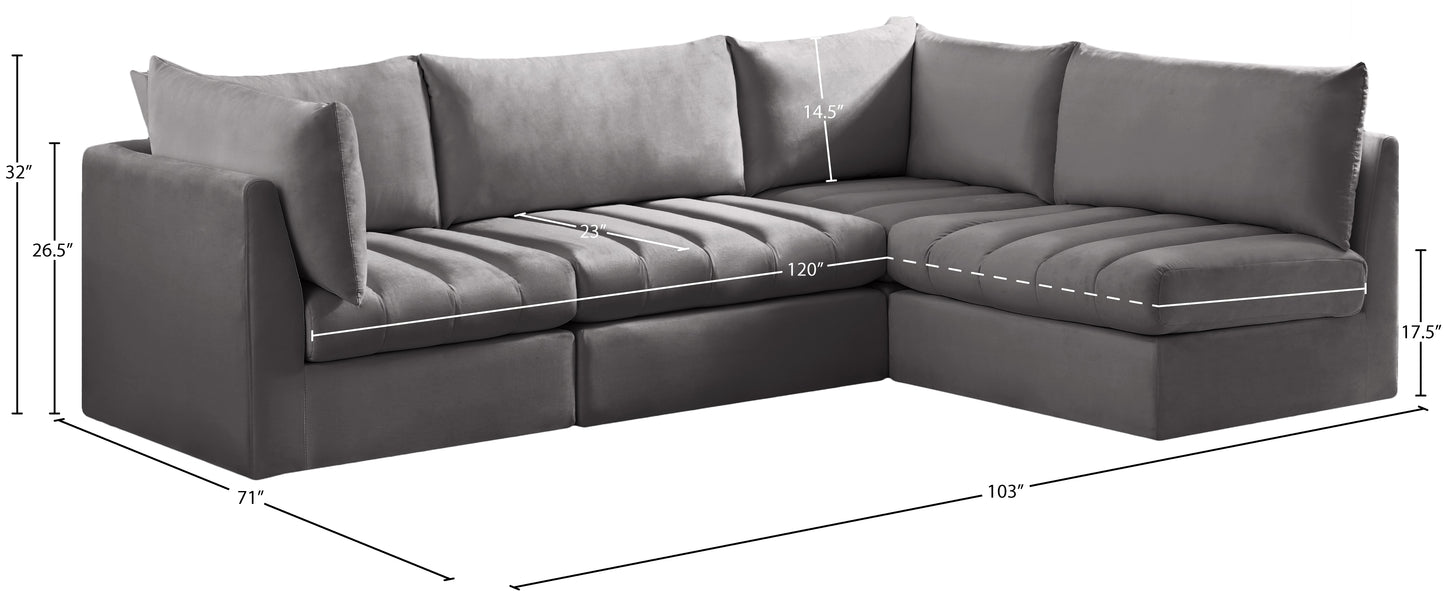 acadia grey velvet modular sectional sec4a