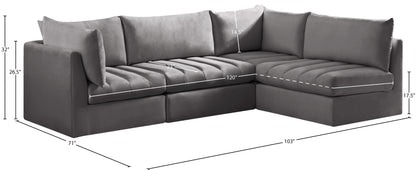 Acadia Grey Velvet Modular Sectional Sec4A