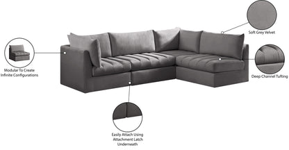 Acadia Grey Velvet Modular Sectional Sec4A