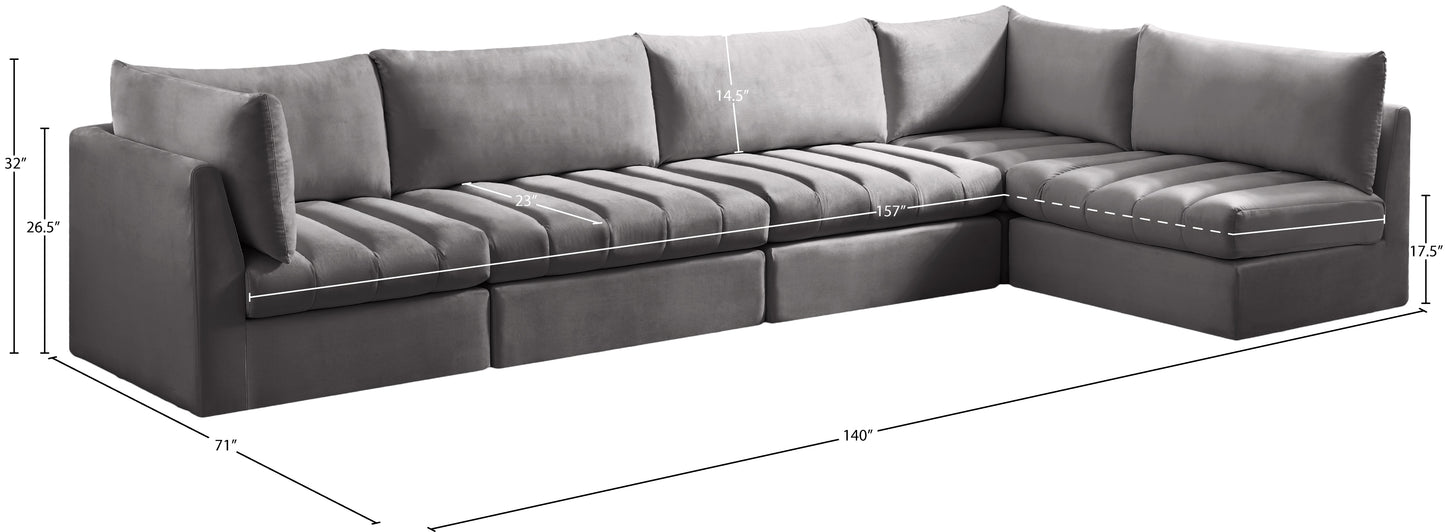 acadia grey velvet modular sectional sec5a