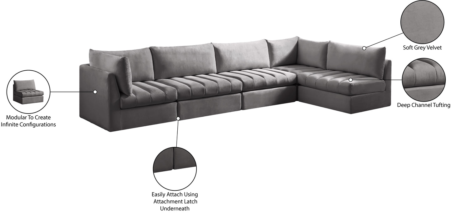 acadia grey velvet modular sectional sec5a