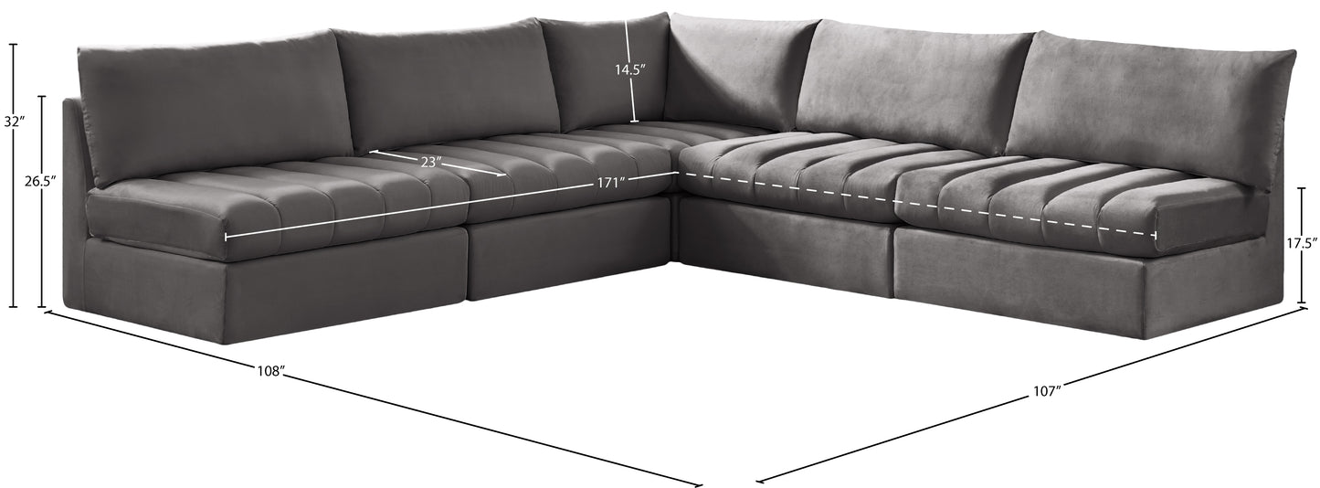 acadia grey velvet modular sectional sec5b