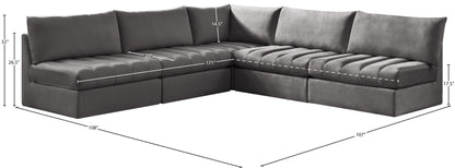 Acadia Grey Velvet Modular Sectional Sec5B