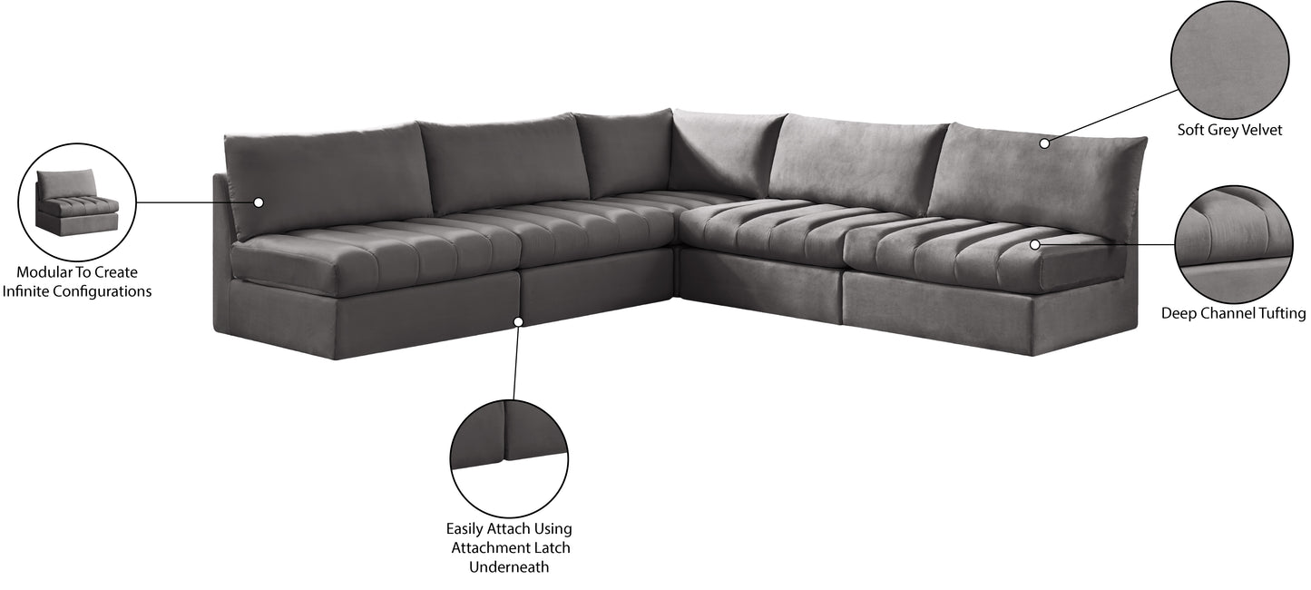 acadia grey velvet modular sectional sec5b