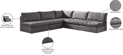 Acadia Grey Velvet Modular Sectional Sec5B