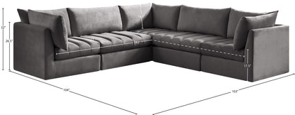 Acadia Grey Velvet Modular Sectional Sec5C