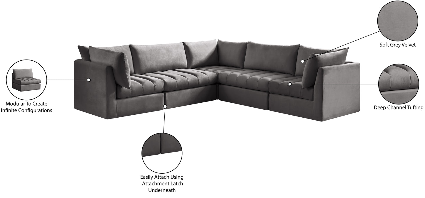 acadia grey velvet modular sectional sec5c