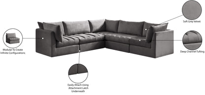 Acadia Grey Velvet Modular Sectional Sec5C