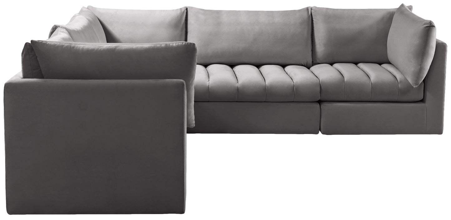 acadia grey velvet modular sectional sec5c