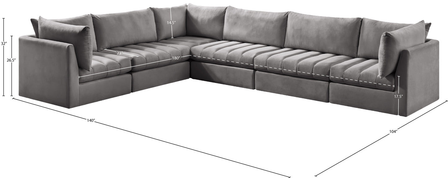 acadia grey velvet modular sectional sec6a